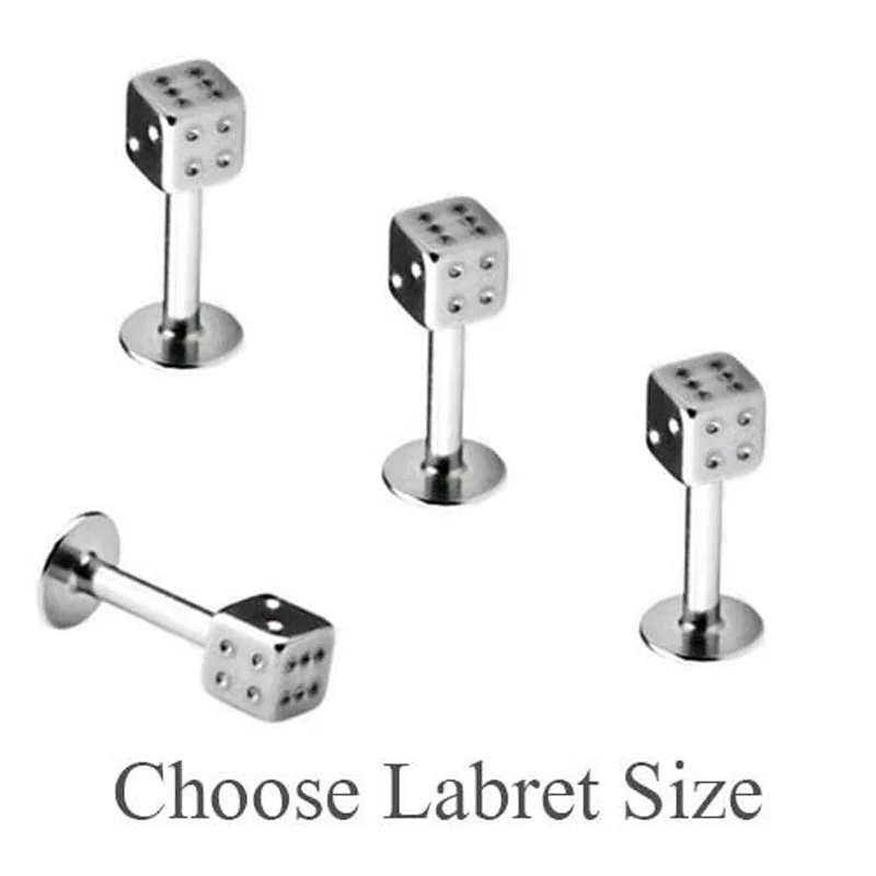 Labret Stud Lip Bar Monroe Cheek 16g 1.2mm Surgical Steel 3mm Dice Mix 6/8/10/12mm 30pcs