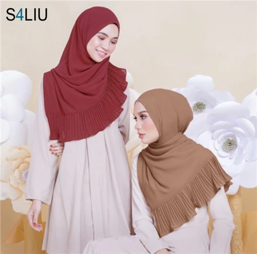 180 * 75 18 Colors Patchwork Chiffon Rides Shawls Wrap Hijab Draped Muslim Sewing Pleated Scarves / Scarf Long Headscarf Pleated