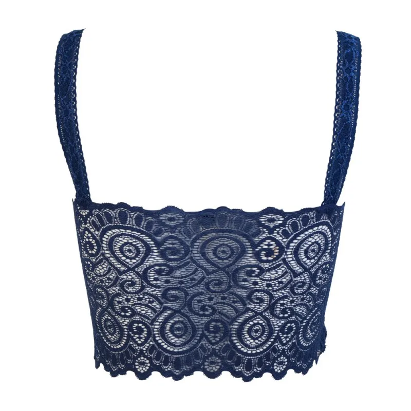 Sexy Women Lace Crochet Bralette Bralet Bra Bustier Crop Top Floral Cami Padded Tank Tops Modal Full Cup Wire Free Bras