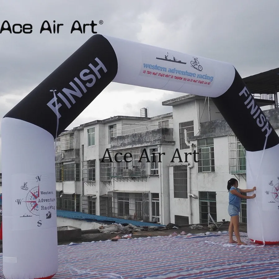 Portable 6.5mW x 4m H Black and White Inflatable Start Finish Line Arch Sport Race Arch Archway