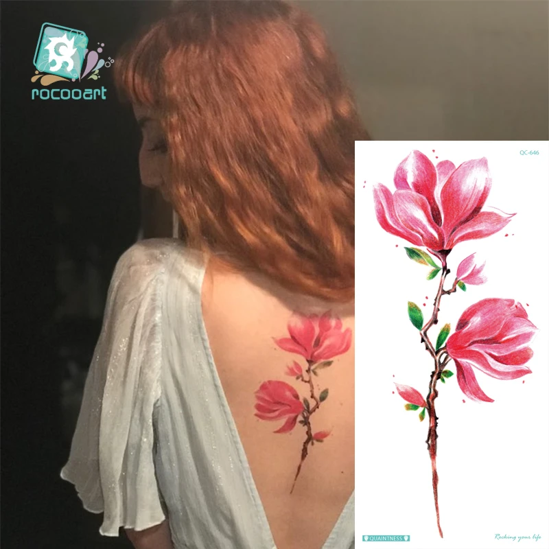 

24 Styles Sexy Flowers Temporary Tattoo Sticker Rose Peony lotus Peach Design Tattoo Women Waterproof Body Hand Art Fake Tatoo