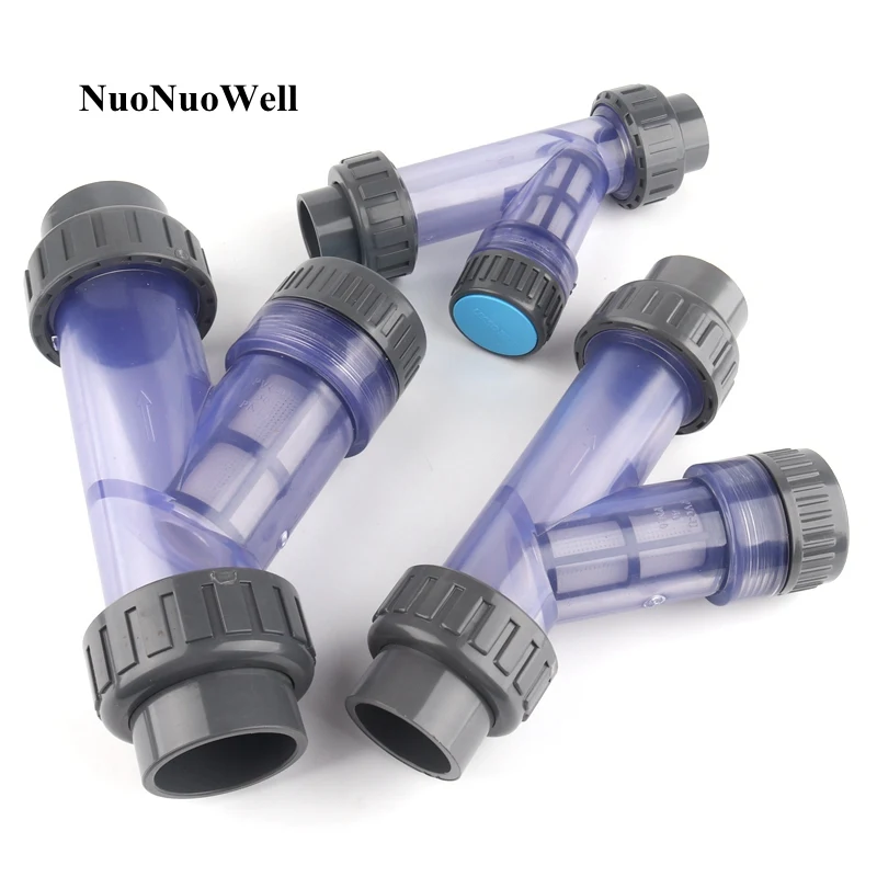 

1pc Transparent UPVC Y-Type Filter Aquarium Fish Tank PVC Pipe Connector Irrigation Filters Garden Water Pipe Connectors