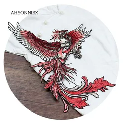 1 PCS Large Size Phoenix Embroidered Patch Sew On Garment Appliques Patches for Men Clothes Cheongsam Wedding Dress Accessory