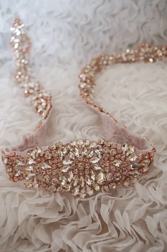 

Rose Gold Rhinestone Belt Crystal Sash Belt Wedding Dress Belts Crystal