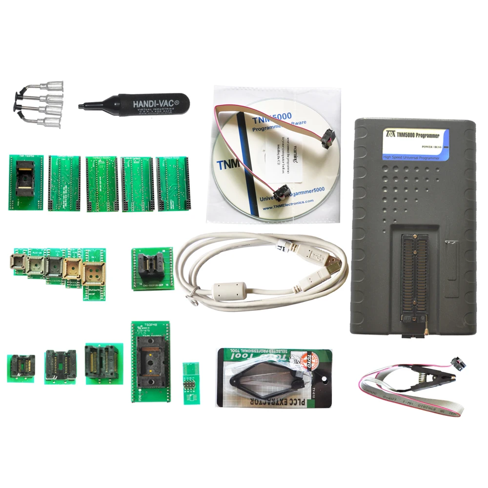 

TNM5000 USB EPROM Programmer+12pcs adapters include TSOP48+TSOP56,Fast programming of all EPROM and FLASH memory,Nand Chips