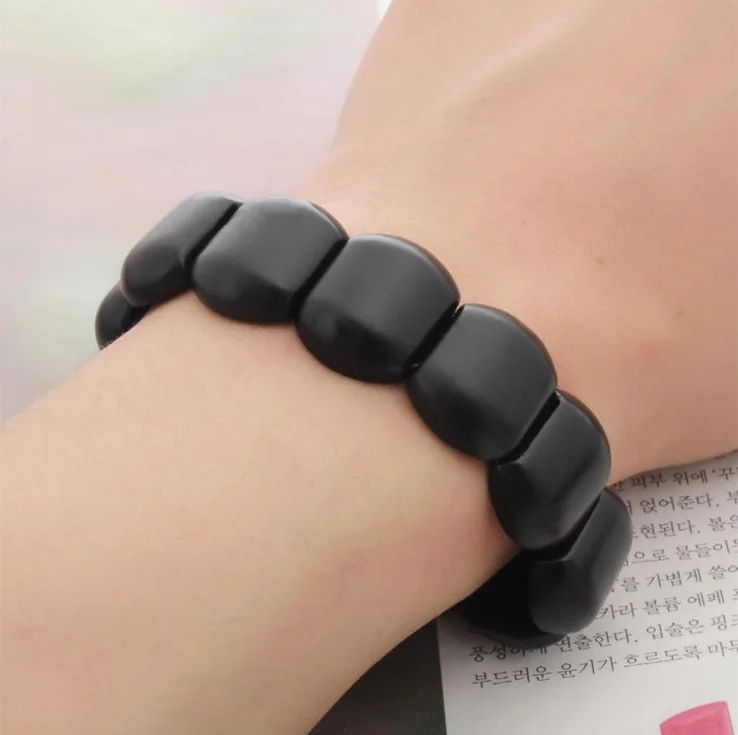 High Quality Black sibin bian stone bianchi jade needle stone Energy bracelets/Hand row for men/women gift health jewelry