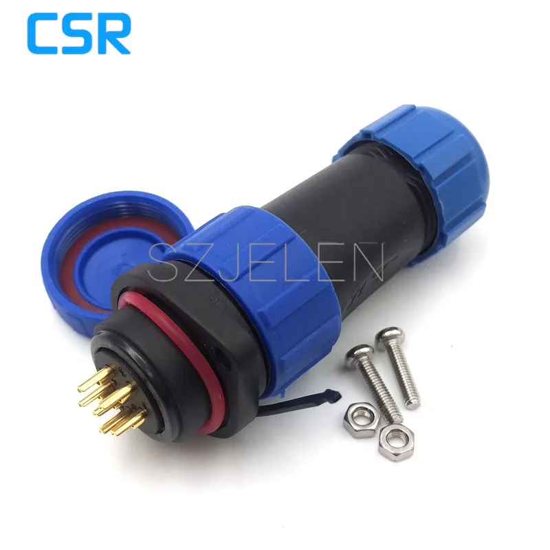 SP2110, IP68 Electrical Waterproof Welding Cable Connectors 6 Pin Male And Female ,Screws Panel Mounting Waterproof Connector