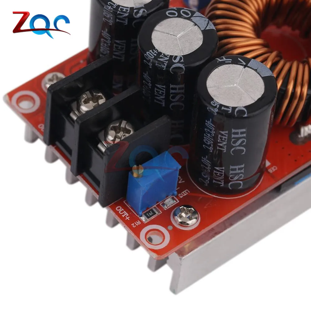 Professional DC 20A 1200W DC-DC Step Up Boost Converter Power Supply 8-60V 12V Step Up to 12-83V 24V 48V With Heat Sink