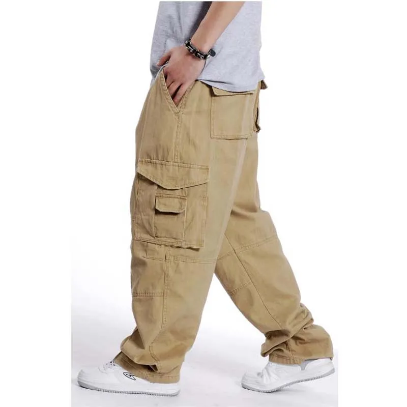 XL EXTRA LARGE Men Pants Loose Overalls Plus Size Man Cargo Pants Fat Male men's trousers Causal Long Pants