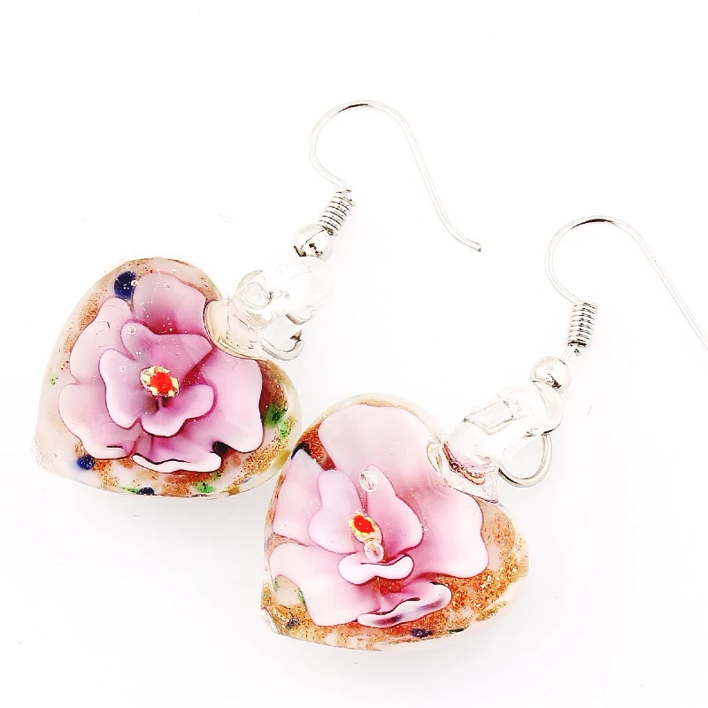 QianBei Promot Women Handmade Murano Lampwork Glass Mixed Color White snacks Charms Beauty Earring Hot