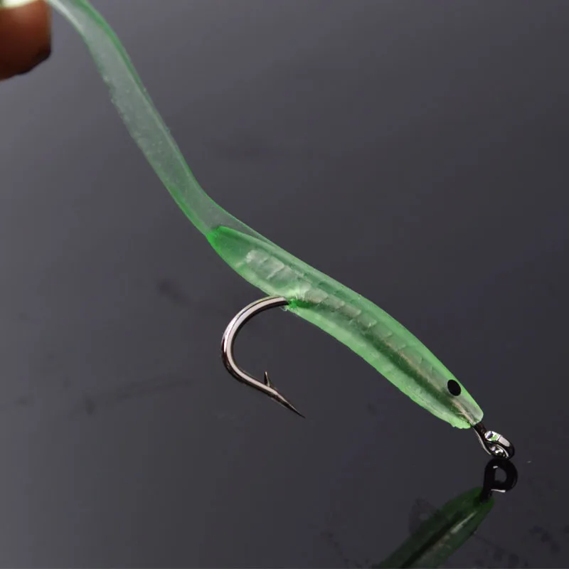 TOMA 10pcs/lot Fishing Lure Fish Eel Lure Luminous Soft Baits with hook 6.8cm1g 2015 hot sell Small Fish Eel artificial bait