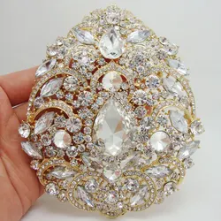 Fashion Bride Luxury Flower Drop Pendant High Quality Bride Bridesmaid Wedding Brooch Pin Clear Rhinestone Crystal