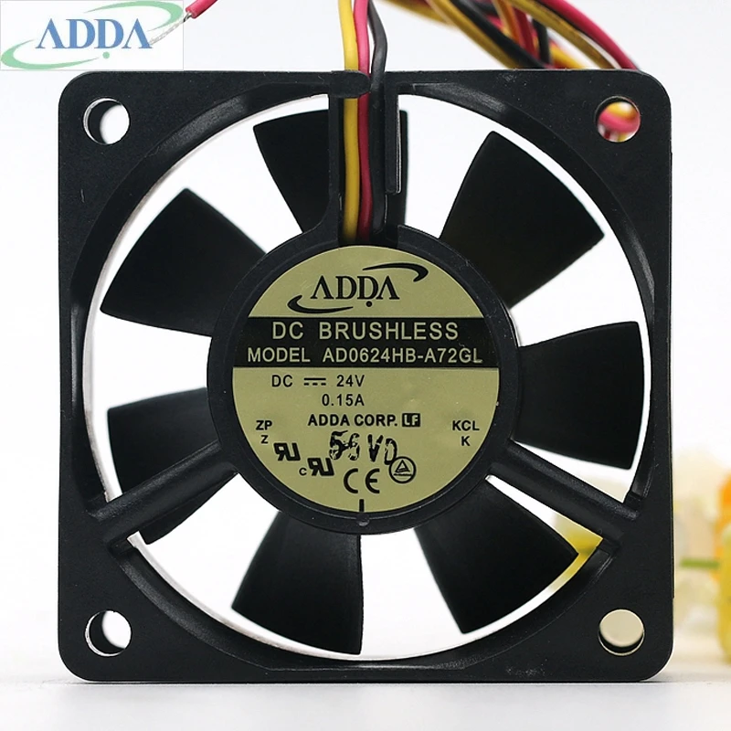 

Original FOR ADDA AD0624HB-A72GL 6025 24V 0.15A 6CM three line inverter server cooling fan 23.98CFM 4500 rpm