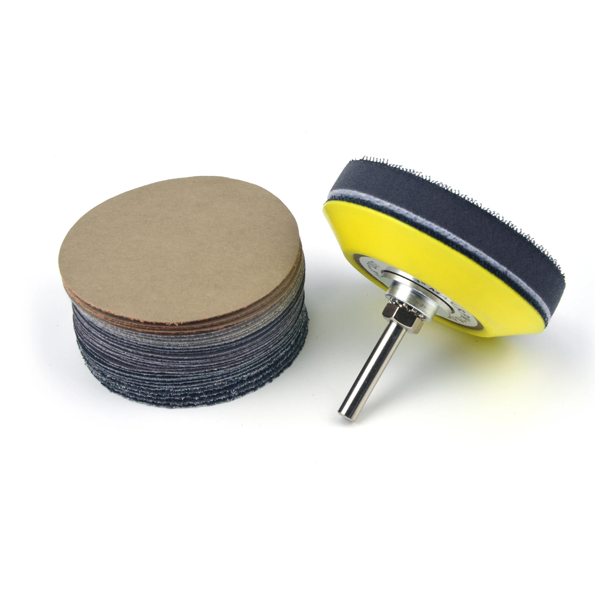 POLIWELL 3 Inch 75mm 30 PCS Assort Grit Waterdichte Schuren Discs + 6mm Schacht Schuren Pad + Zachte spons Pads Auto Hout Polijsten Kit