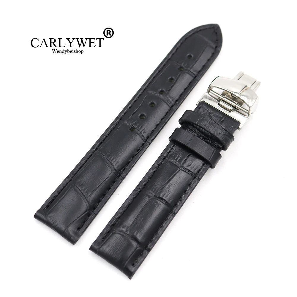 CARLYWET 19mm Wholesale Genuine Leather Replacement Wrist Watch Band Strap Bracelet Loops For PRC200 T17 T461 T014430 T014410