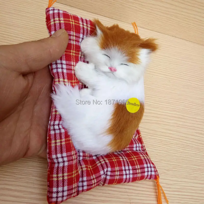 Simulation Animal Doll Stuffed Toys Sleeping Cat Toy With Sounding Kawaii Toys For Kids Birthday Gift Doll Decorations