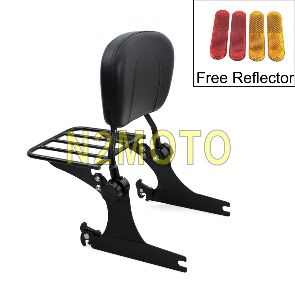 

Black Motorcycle Backrest Sissy Bar Adjustable Detachable Luggage Rack for Harley Dyna Super Glide FXD FXDC FXDL 2002-2005