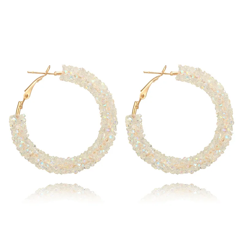 RscvonM Brand New Design Fashion Charm Austrian crystal hoop earrings Geometric Round Shiny rhinestone big earring jewelry women