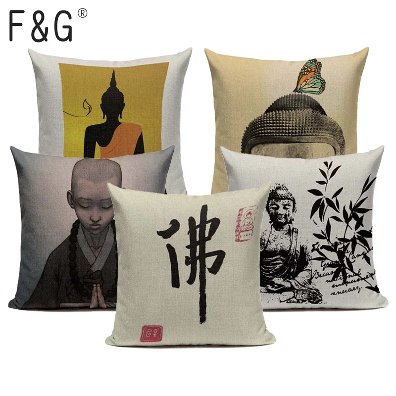 Cool Cotton New India And Pakistan Style Buddhist Culture Car Seat Home Decor Cushion 45Cmx45Cm Square Home Decor Throw Pillows