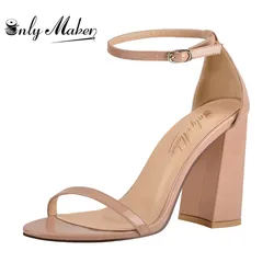 Onlymaker Women  Peep Toe Ankle Strap Single Band Summer Sandals Chunky Block Heel Buckle Closure Formal Office Casual Sandals