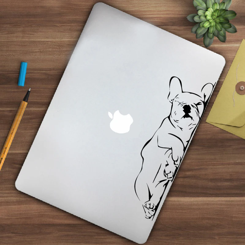 French Bulldog Laptop Decals for Apple MacBook Air / Pro Decoration , Funny Dog Silhouette Vinyl Sticker Decal Car Window Decor