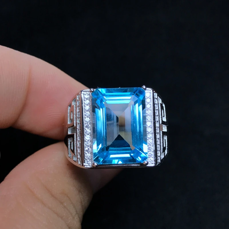 Natural topaz men's ring, 925 silver, exquisite craftsmanship, 8carat gems, beautiful colors