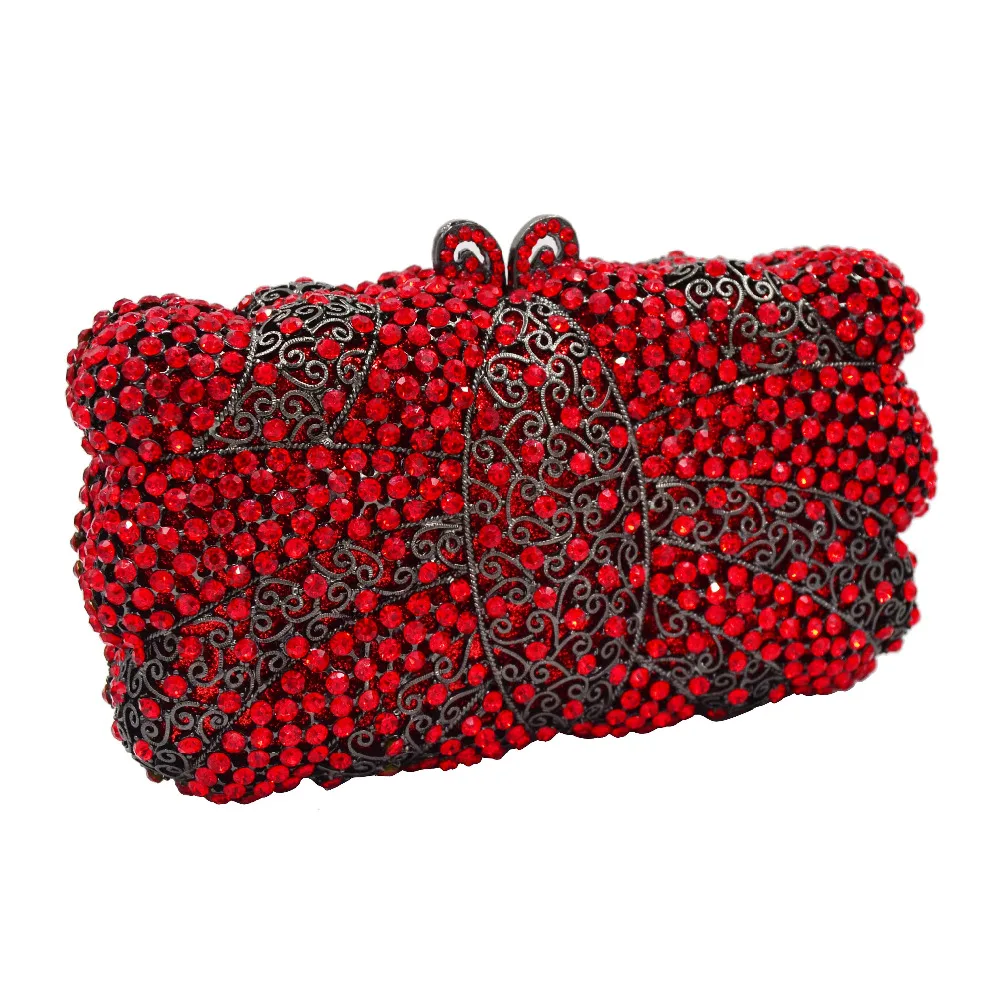 Fashion Party Evening Purse Women Diamond Crystal Clutch Bag Red Green Black Evening Bag Chain Handbag Mini Lady pochette SC638