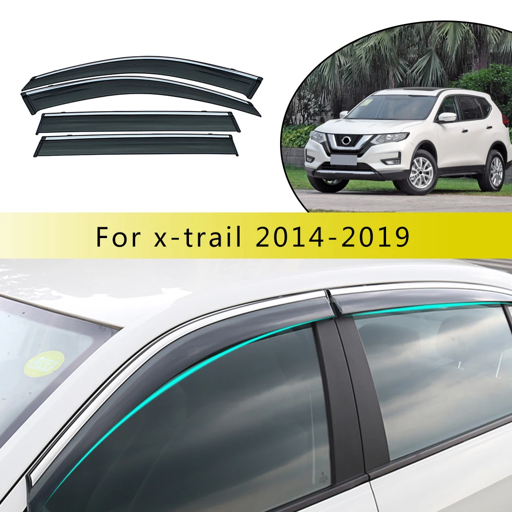 4pcs Car Styling For Nissan X-Trail T32 Smoke Window Sun Rain Visor Deflector Guard  2014 2015 2016 2017 2018