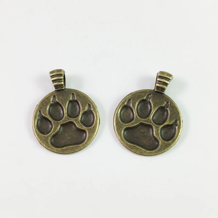 200pcs/lot  Antique Sliver / Bronze Plated Charms Pendant Zinc Alloy dog paw Charm Vintage Jewelry DIY Engraved Pet Dog Tags