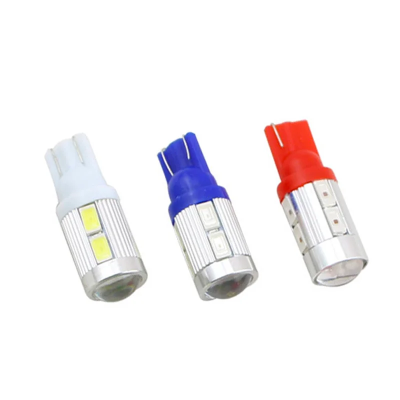 

HK Post free 100X 12v led lights for cars t10 10smd bulb 5630 LED 5730 with Lens 10 smd Car Wedge Light 501 194 168 DC 12V