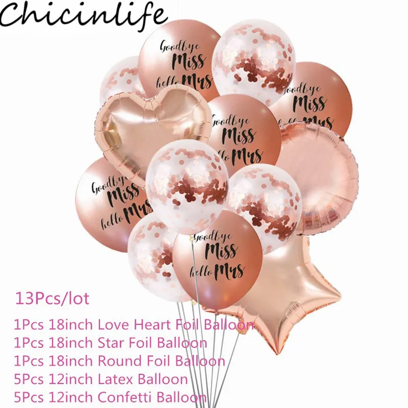 Chicinlife 12inch Goodbye Miss Hello Mrs Latex Balloons Wedding Bachelorette Party Bridal Shower Hen Night Party Bride Supplies