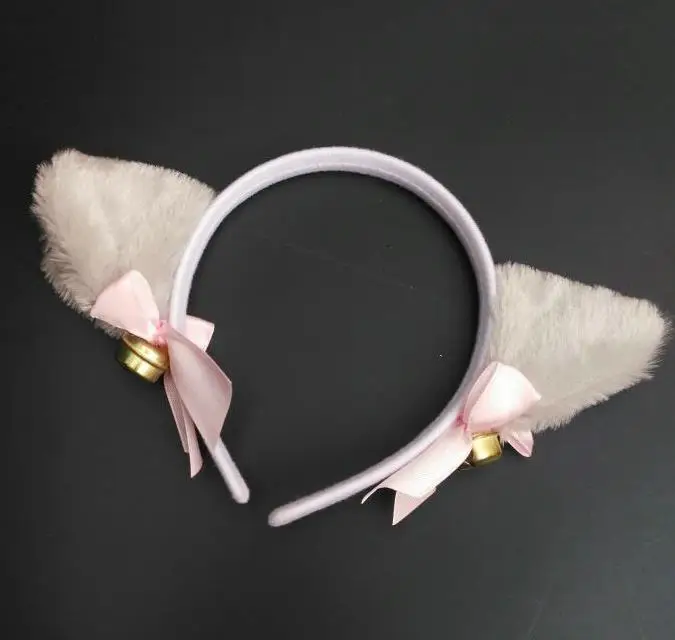 Halloween Cat Fox Fluffy Devil Ears Bells Headband Costume Fancy Dress Anime Neko Cosplay Hair Band Party Christmas stage props