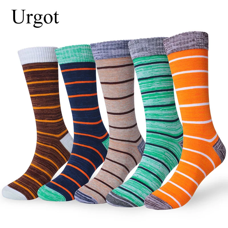 Urgot 5 Pairs Mens Sokken Grote Grote Plus Size 45,46,47,48 Crew Lange Buis Sokken Lente Herfst Katoen Verdikking Mannelijke Gelukkig Sokken