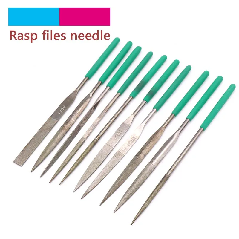 Mini râpe à limes assorties, 140/160/180mm, 10 pièces de haute qualité, ensemble de limes à aiguilles en diamant, outils manuels de meulage pour la réparation du bois, du verre et du Jade