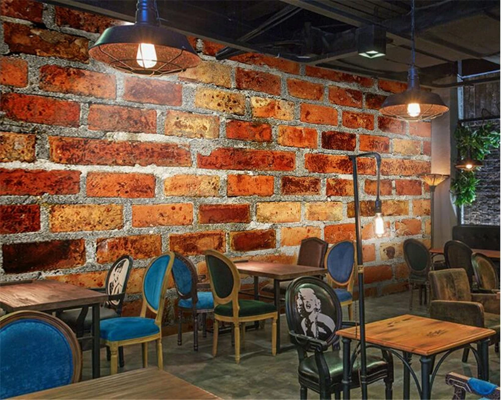 

beibehang Simple fashion personality texture red brick wall three-dimensional decorative painting papel de parede 3d wallpaper