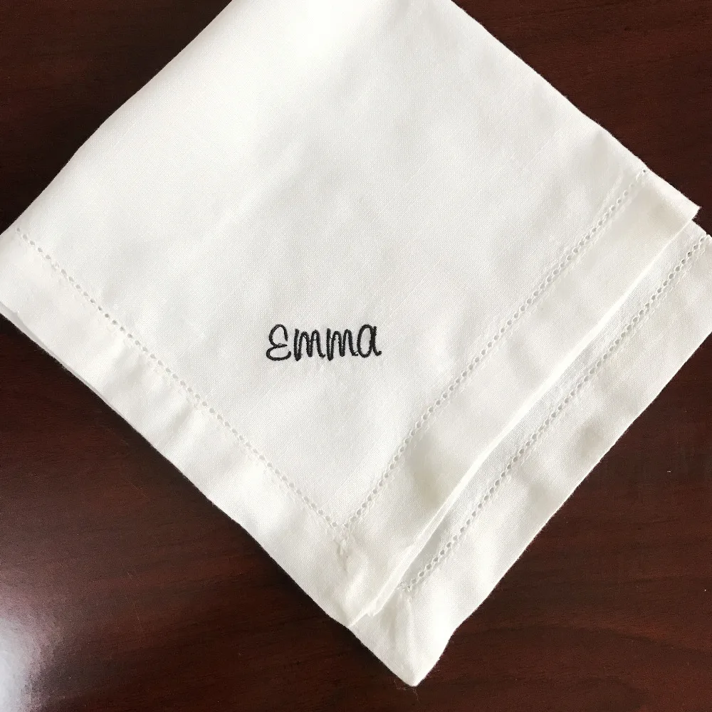 12 Pieces Customized Napkins Personalized Napkin Monogrammed dinner wedding  washable embroidered napkins Embriodery Font Napkin