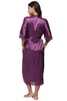Summer Lace Patchwork Satin Kimono Robe Sexy Sleepwear Lingerie Chemises Women Silk Long Nightgown Wedding bridesmaid Robes - Image 6