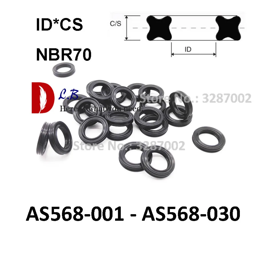 XRing CS 1.78 mm AS568 -001 - AS568- 030 ID x CS Nitrile (NBR) 70 ShA Quad ring Buna N 70 Rubber  Seals x-rings