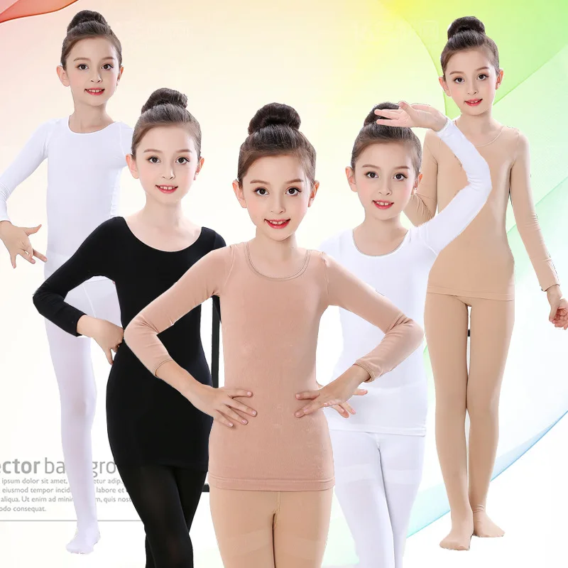 Primavera outono crianças conjunto de roupa interior térmica velo grosso quente dança meninas longo johns crianças roupa interior 2-14 anos crianças conjunto