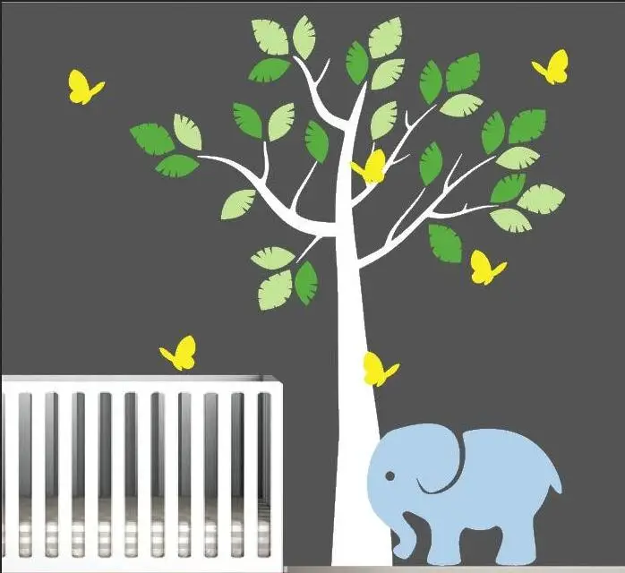 

Perfect Quality Tree Stickers Baby's Room Removable Vinyl Wall Decal Cute Elephant Tree Creative Wall Decor DIY Style ZA827