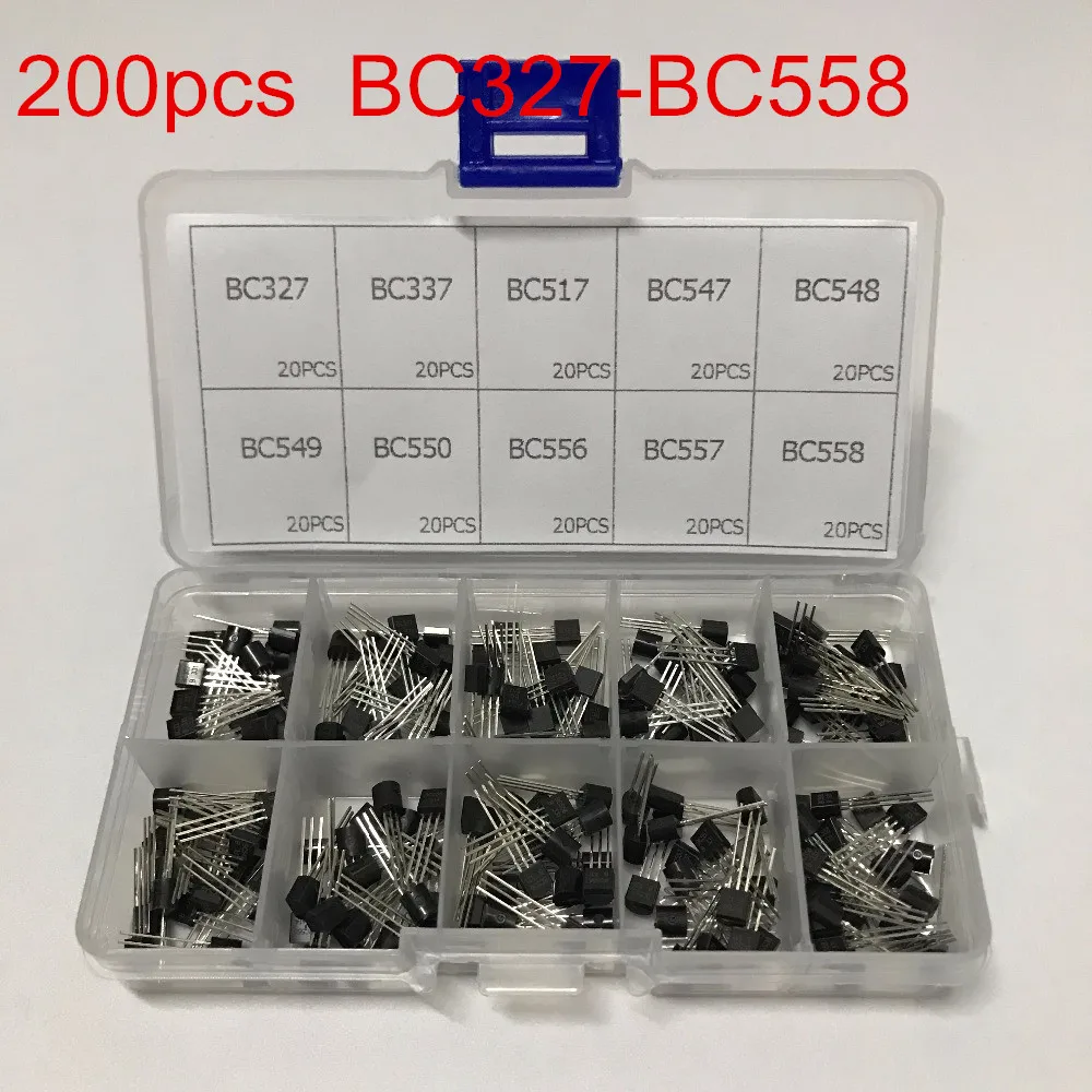 

10 values 200pcs ( BC327~BC558 ) BC337 BC549 BC550 BC517 BC556 BC547 BC557 BC548 NPN Transistor Assortment Assorted Kit