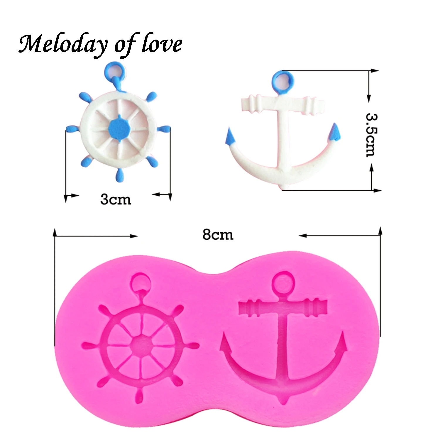 Anchor Rudder Wheel Ship Shape Silicone Mold Fondant Forms Cookie Baking Chocolate Mold Cake Decorating Tools T0209