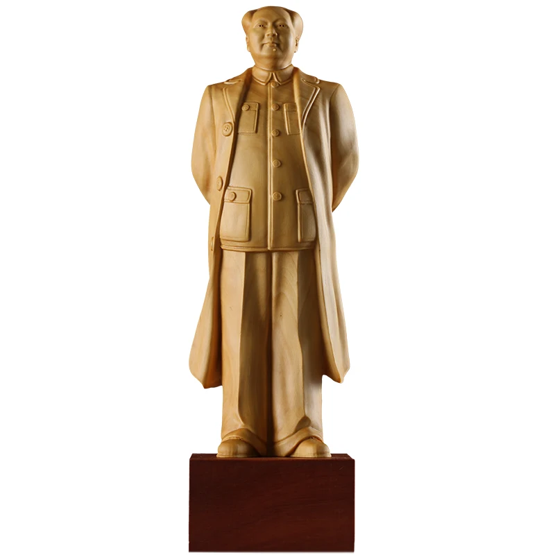 Handmade Mao Zedong Wood Carving Statue, Cultural Art Collection