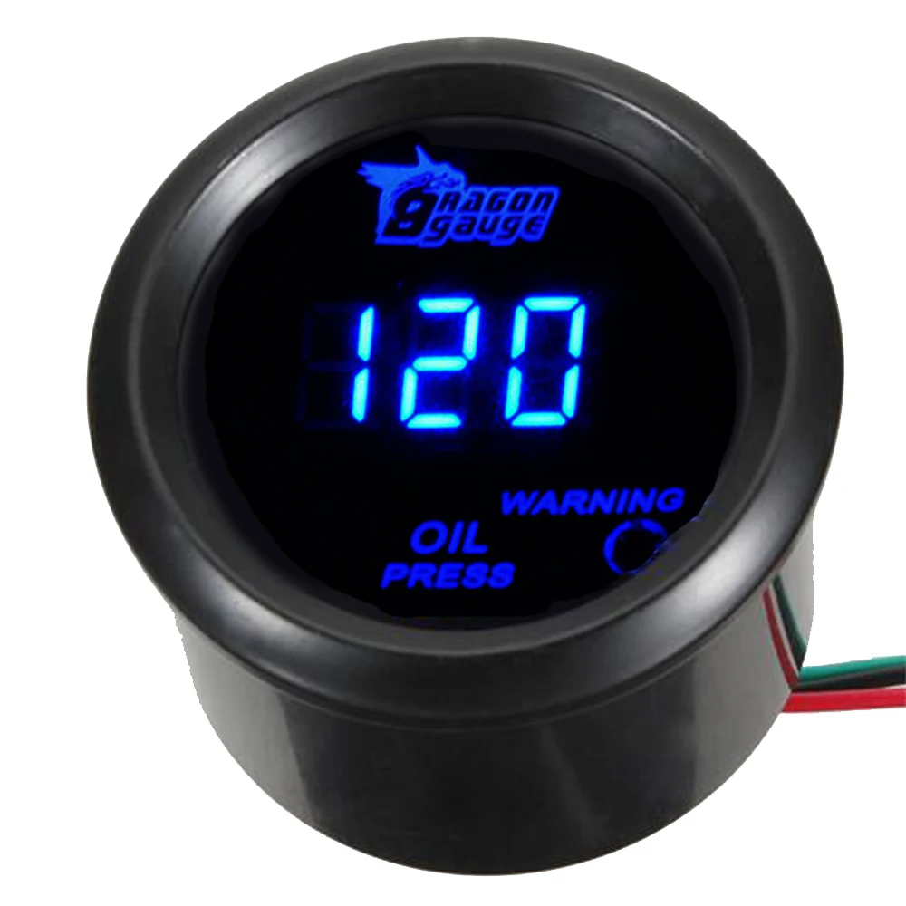 

EE support 2" 52mm Black Car Motor Digital Blue LED Oil Press Pressure LED Gauge Meter