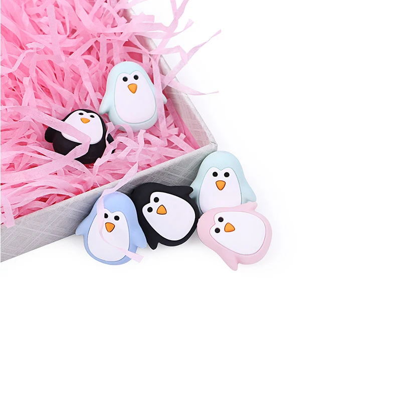 

Sutoyuen 5pcs Silicone Beads Teething Teether Accessories Food Grade Silicone Penguin Teething Pacifier Dummy Necklace Making