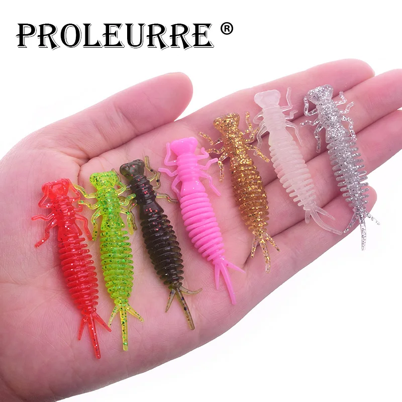 10 pcs/lot Larva Fishing Lures 55mm 1.2g Soft Plastic Lures Larva Freshwater Swimbaits Silicone Soft Bait Worm For Carp Fishing