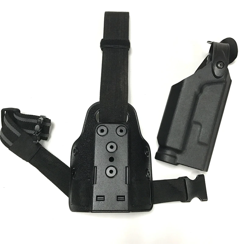 

FS Brand Style Colt 1911 Right gun Holster BLACK Tactical Colt Leg Holster with Flashlight Pouch