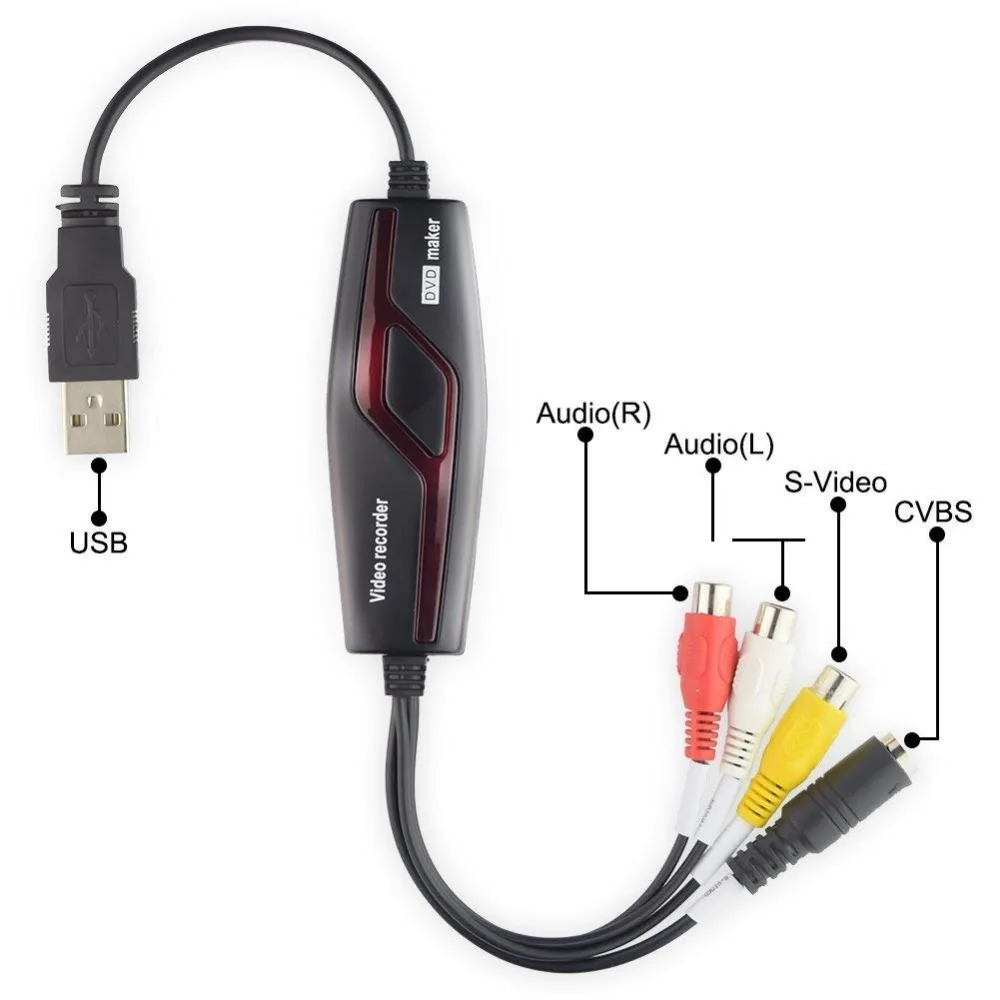 DIGITNOW! Video Capture Card Transfers Hi8 VHS to Digital DVD for Windows 10/Mac, Video Grabber with Scart/AV Adapter