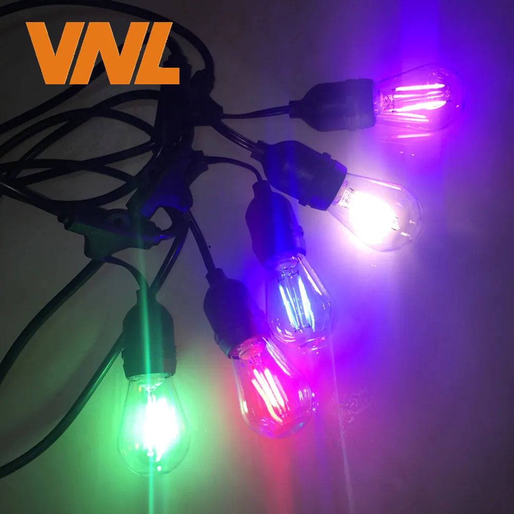VNL IP65 15M Commercial LED String Lights S14 LED Multicolor Light String Waterproof For Holiday Garland Wedding Lighting