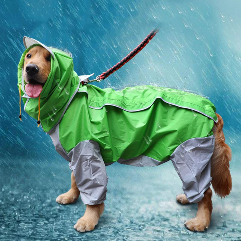 Waterproof Large Dog Raincoat Big Dog Clothes pet Coat Rain Jacket Medium Large dog poncho for Golden Retriever Samoye dogs